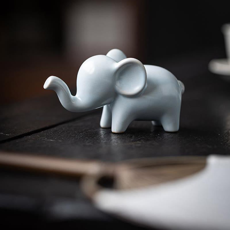 Mythstone Small Ceramic Elephant Home Tea Pet Figurine Desk Decoration