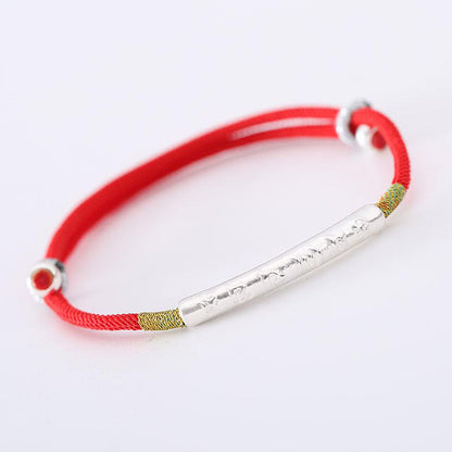 Mythstone Tibetan Buddhist Handmade Mani Mantra Lucky Red String Bracelet