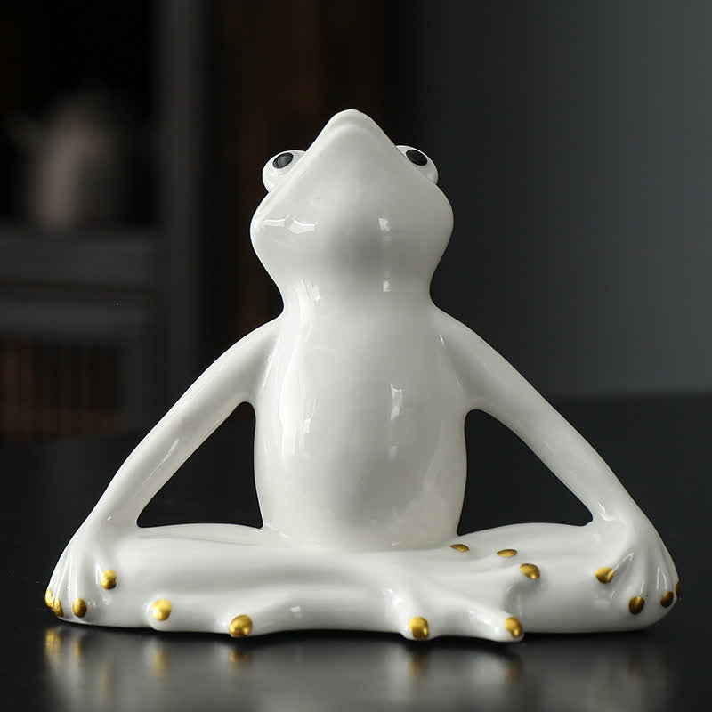 Mythstone Meditating Ceramic Zen Frog Statue Decoration