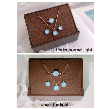 Mythstone 925 Sterling Silver Plated Gold Turquoise Protection Ring Earrings Necklace Pendant Set