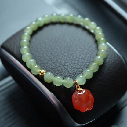 Mythstone 925 Sterling Silver Plated Gold Natural Hetian Jade Bead Gourd Lotus Bamboo Fu Character Luck Bracelet