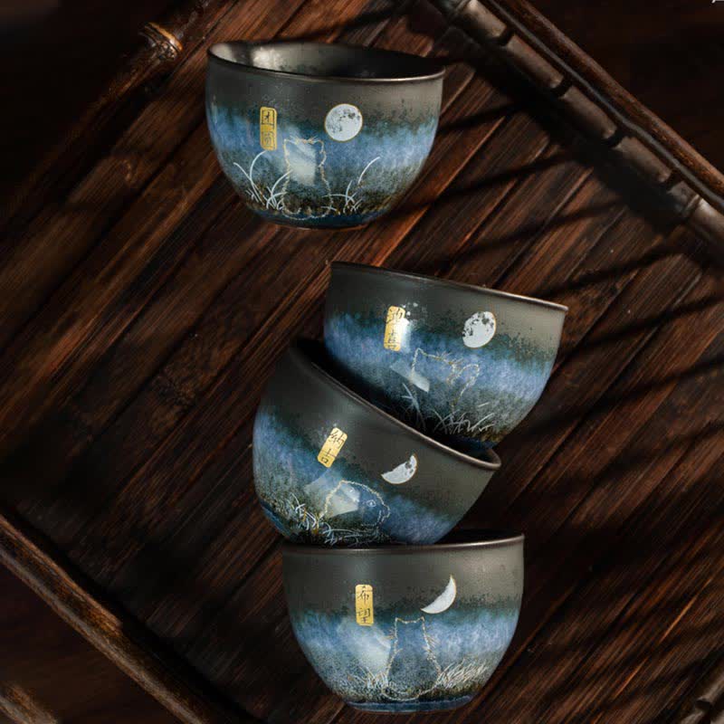 Mythstone Ceramic Teacup Lovely Cat Black Tea Cups 140ml