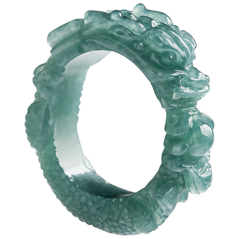 Mythstone Natural Jade Dragon Success Ring