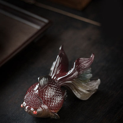 Mythstone Color Changing Koi Fish Resin Tea Pet Wealth Home Figurine Decoration