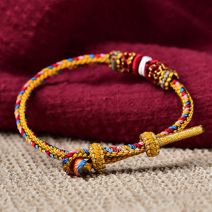 Mythstone Handmade Dunhuang Color Luck Braid String Bracelet