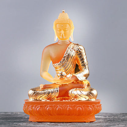 Mythstone Buddha Handmade Figurine Liuli Art Piece Serenity Statue Home Offering Decoration