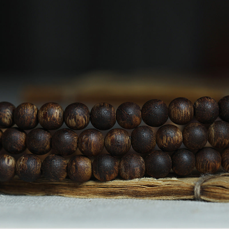 108 Mala Beads Nha Trang Bai Qinan Agarwood Jade 999 Gold Peace Bracelet