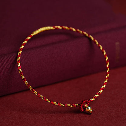 Mythstone 14K Gold Plated Handmade Red Gold Rope King Kong Knot Braided Luck Bracelet