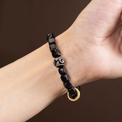 Mythstone Tibetan Ebony Wood Dzi Bead Balance Calm Bracelet