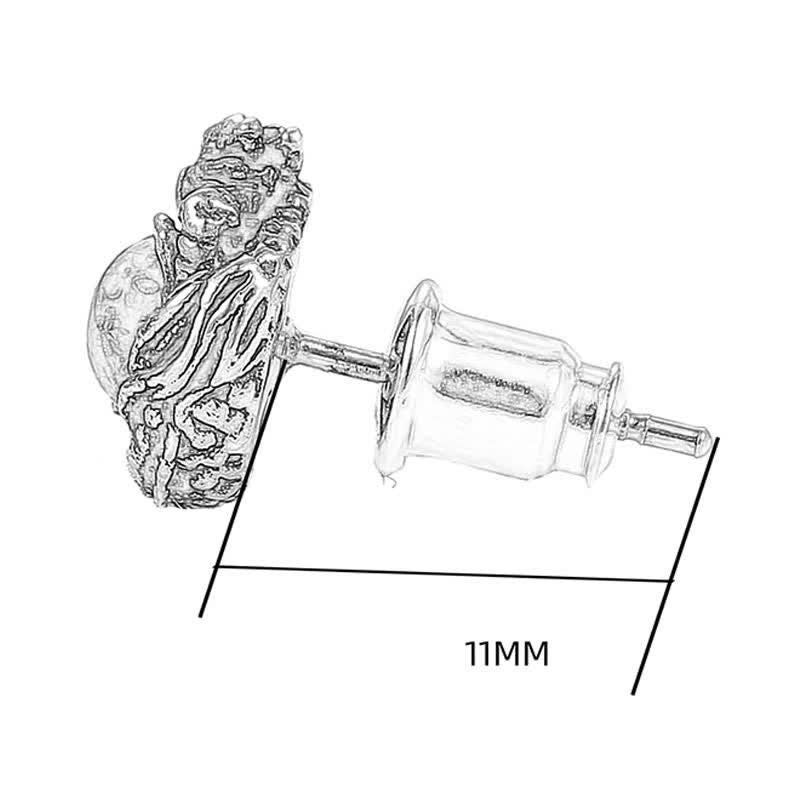 Pendiente de botón con forma de dragón y ámbar natural en plata de ley 925 Mythstone para protegerse del éxito