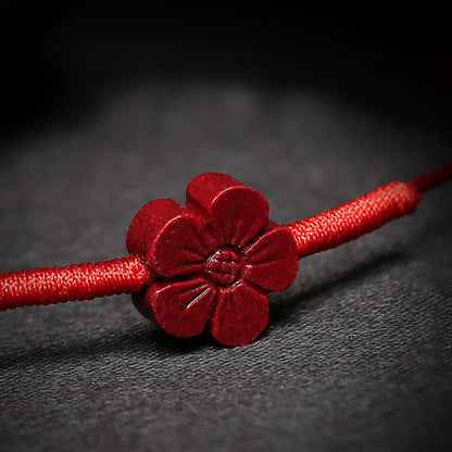 Mythstone Handmade Plum Blossom Four Leaf Clover PiXiu Lotus Koi Fish Cinnabar Blessing Braid Bracelet