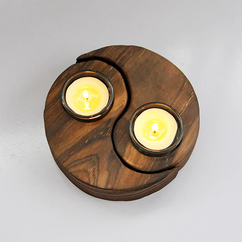 Candelabro de madera Yin Yang de Mythstone, artículos para uso en rituales de meditación 