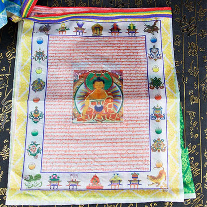 Mythstone Tibetan 5 Colors Windhorse Buddha Tara Scriptures Healing Auspicious Outdoor Prayer Flag