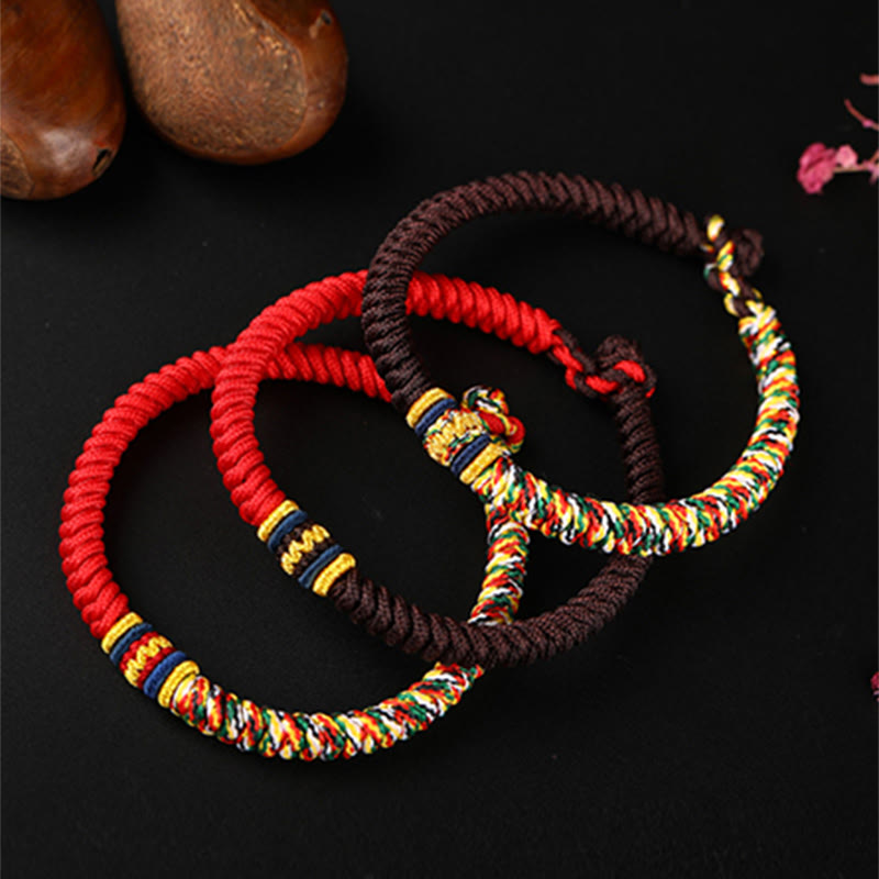 MythStone Tibetan Handmade Multicolored Thread King Kong Knot Strength Braid String Bracelet