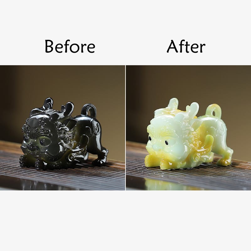 Mythstone Color Changing Small PiXiu Ingot Resin Tea Pet Wealth Home Figurine Decoration