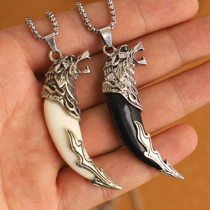 Mythstone Imitation Wolf Tooth Titanium Steel Balance Necklace Pendant