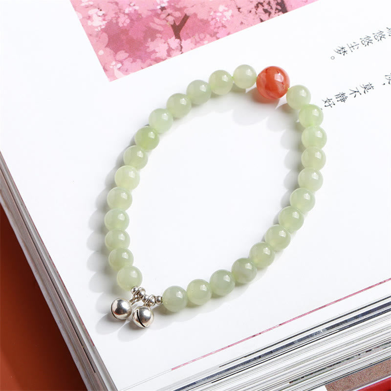 Mythstone 925 Sterling Silver Plated Gold Natural Hetian Jade Bead Gourd Lotus Bamboo Fu Character Luck Bracelet