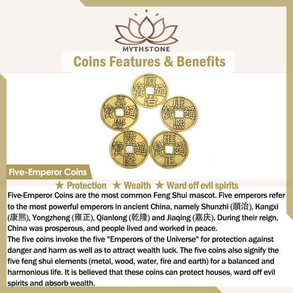 Feng Shui Bagua Map Five Emperor Coins Gourd Balance Energy Map