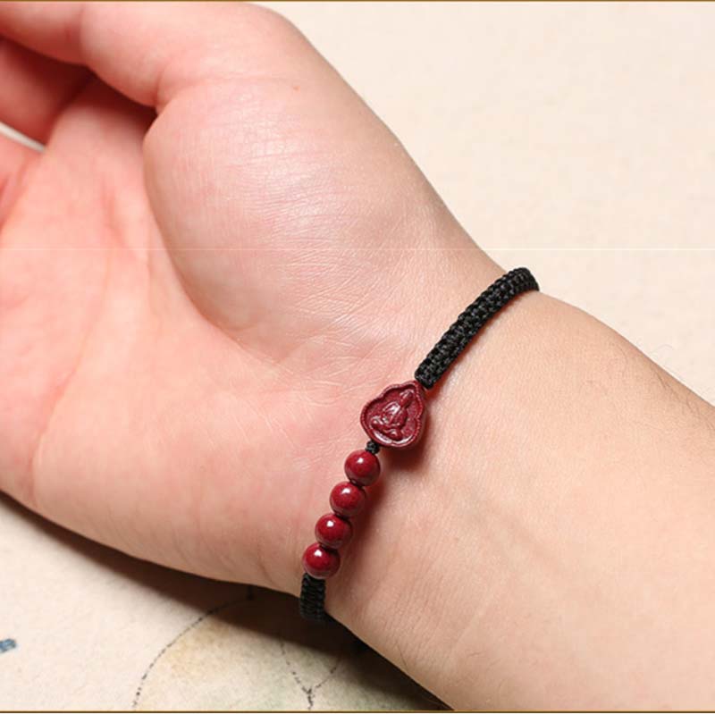 Mythstone Laughing Buddha Avalokitesvara Cinnabar Blessing String Bracelet