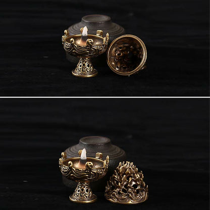 Mythstone Tibetan Mini Mountain Pattern Meditation Copper Alloy Incense Burner