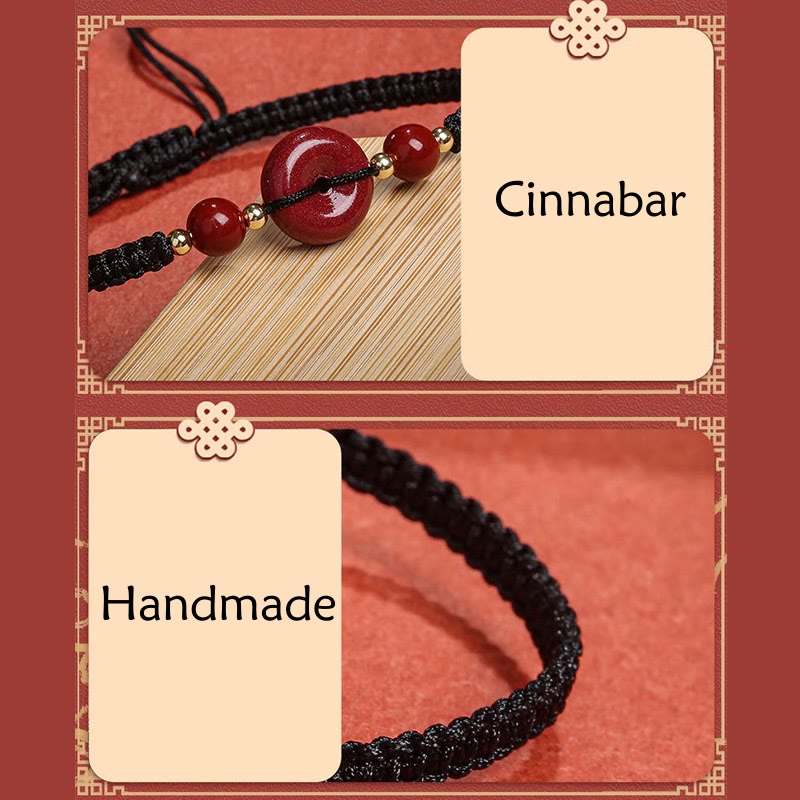 Mythstone Natural Cinnabar Peace Buckle Blessing String Bracelet