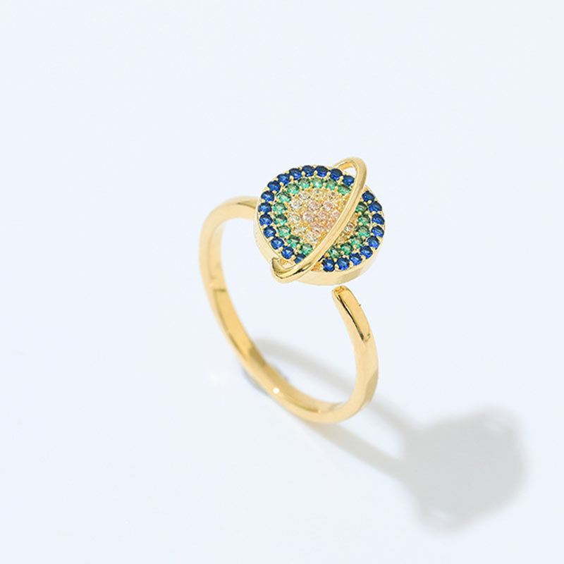 Mythstone Colorful Zircon Copper Wealth Rotatable Ring