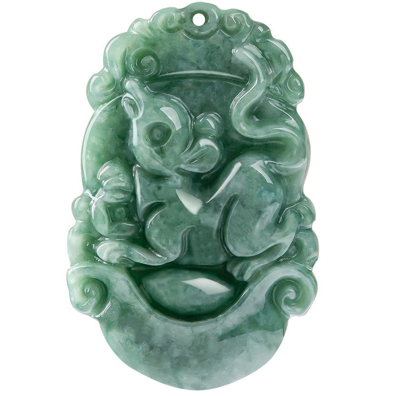 Colgante de jade natural Mythstone con el signo del zodíaco chino de la prosperidad de 12 caracteres