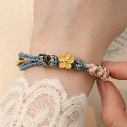 Mythstone Peach Blossom Design Wealth String Bracelet