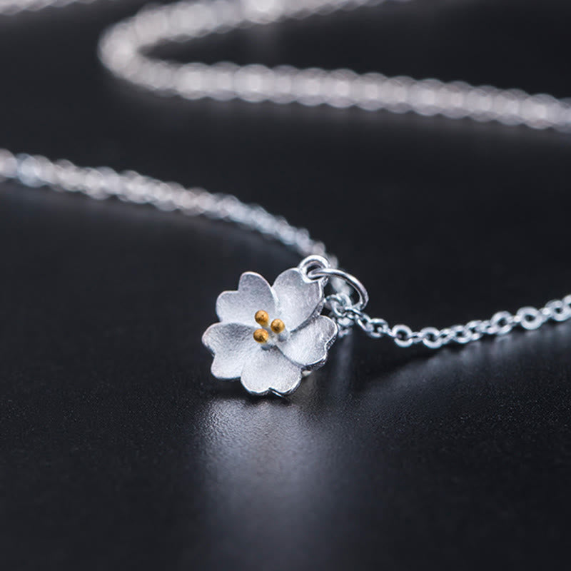 Mythstone 925 Sterling Silver Cherry Blossom Flower Blessing Necklace Pendant