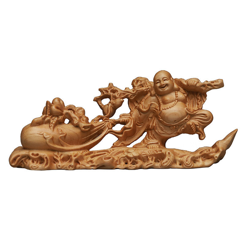 Mythstone Laughing Buddha Wood Engraving Home Decoration