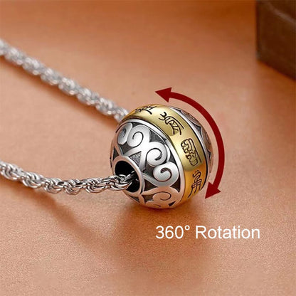 Mythstone Taoist Nine-Character Mantra Engraved Amulet Balance Necklace Rotatable Pendant