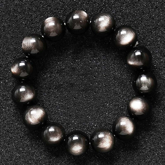 Mythstone Natural Silver Sheen Obsidian Soothing Protection Bracelet