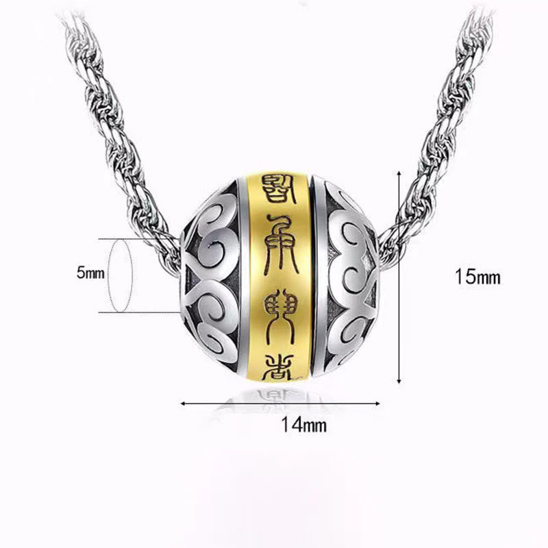 Mythstone Taoist Nine-Character Mantra Engraved Amulet Balance Necklace Rotatable Pendant