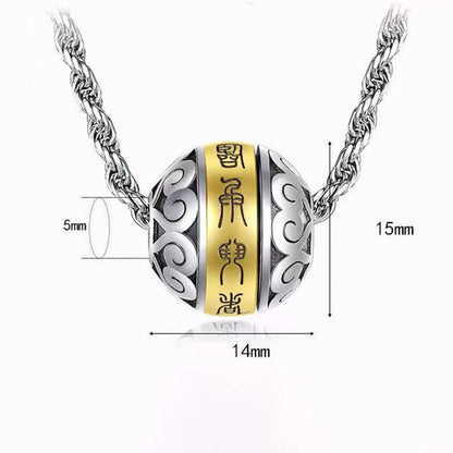 Mythstone Taoist Nine-Character Mantra Engraved Amulet Balance Necklace Rotatable Pendant