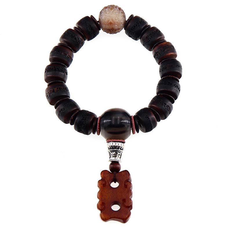 Mythstone Tibetan Yak Bone Dzi Bead Turquoise Keep Away Evil Spirits Bracelet