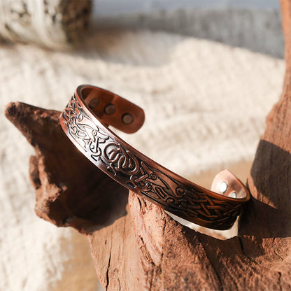 Mythstone Viking Birds Magnetic Copper Adjustable Cuff Bracelet Bangle