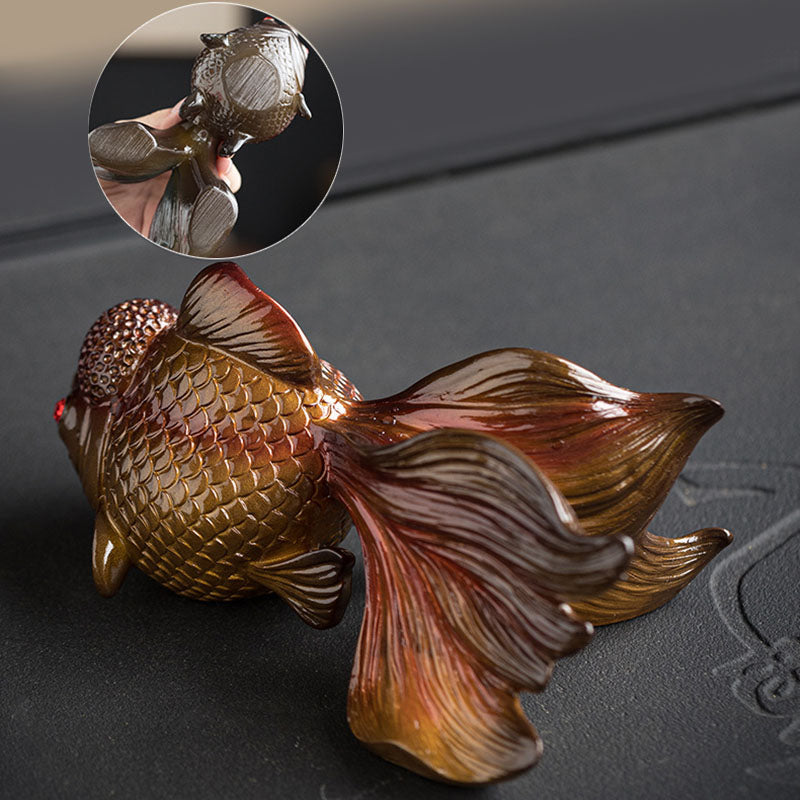 Mythstone Color Changing Koi Fish Resin Tea Pet Wealth Home Figurine Decoration