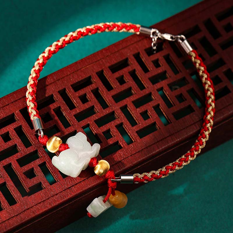 Pulsera de hilo rojo de jade y prosperidad del zodíaco chino Mythstone