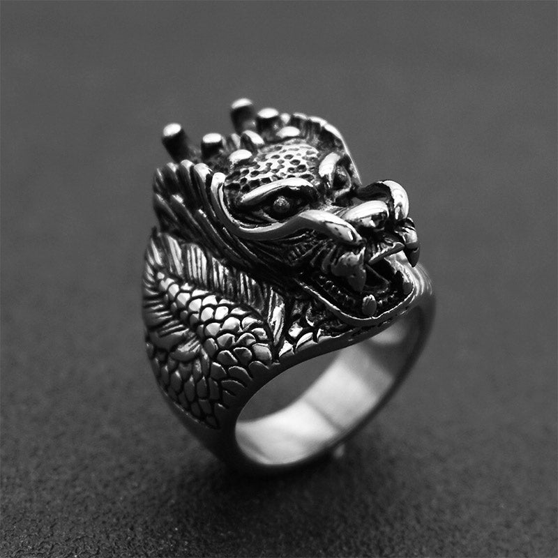 Anillo de acero y titanio Mythstone Dragon Balance