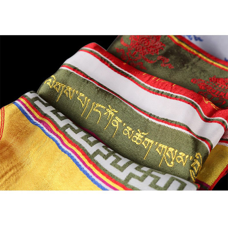 Mythstone Tibetan Lucky Blessing Multicolored Lotus Mantra Jacquard Khata Decoration