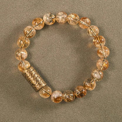 Mythstone Natural Citrine Crystal Brass Bead Protection Bracelet