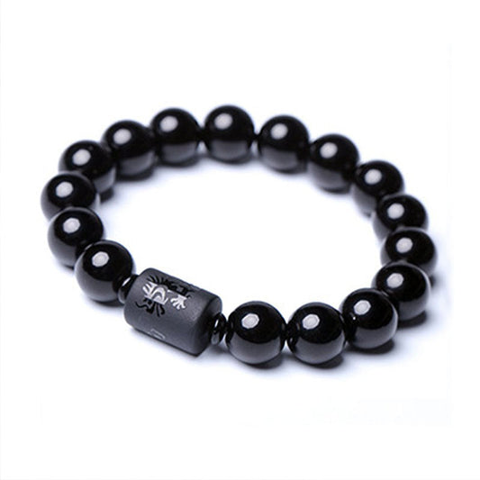 Mythstone Soul Cleansing Black Obsidian Phoenix Dragon Bracelet