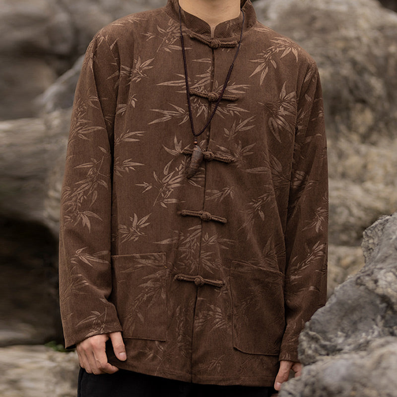 Mythstone Bamboo Leaves Clothing Chinese Tang Suit Jacket Coat Men Clothing