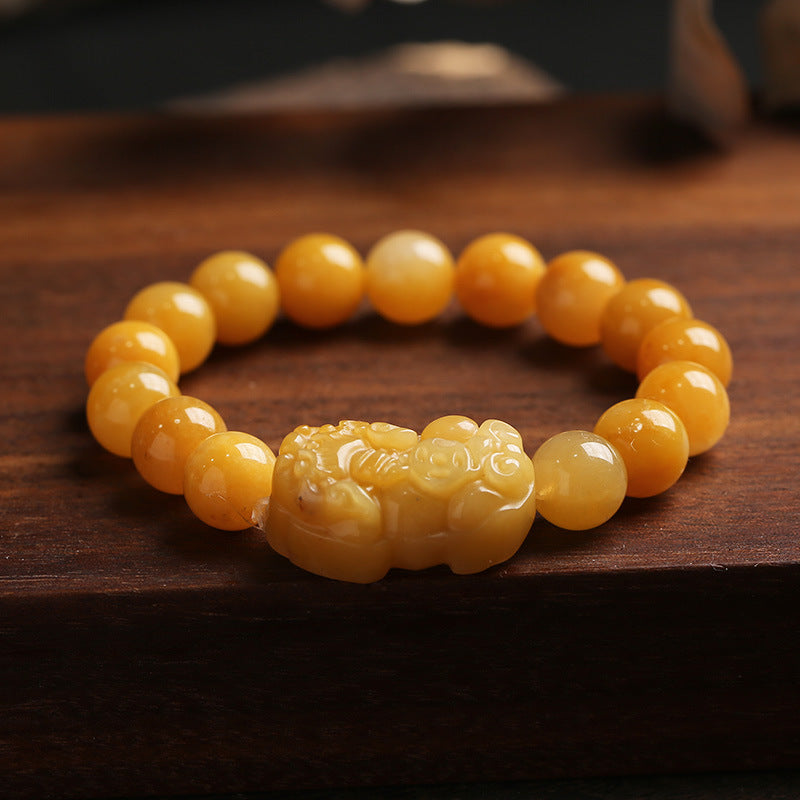 Mythstone Golden Silk Jade Pixiu Wealth Bracelet Bracelet Mythstone Golden Silk Jade