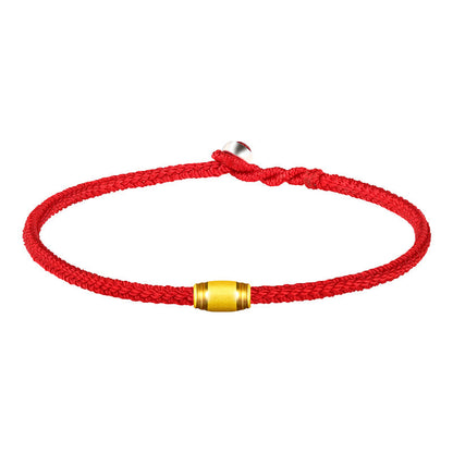 Mythstone 999 Gold Lucky Bead Eight Thread Peace Knot Red Rope Bracelet