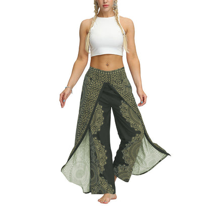 Mythstone Boho Pants Wide Leg Pants with Slits Sports Fitness Dance Women's Yoga Pants