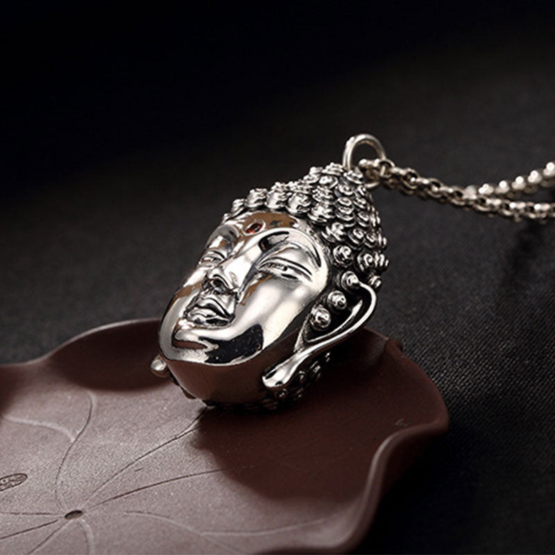 Mythstone 925 Sterling Silver Buddha Head Compassion Necklace Pendant