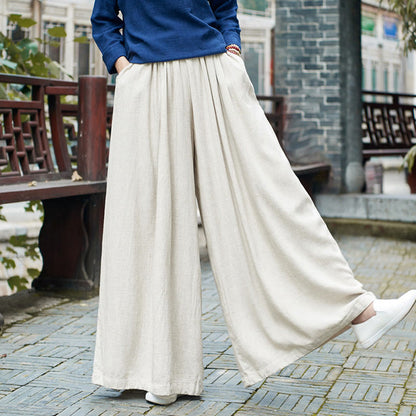 Mythstone Solid Color Loose Yoga Wide Leg Pants With Pockets