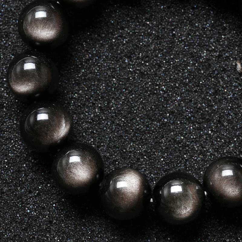 Mythstone Natural Silver Sheen Obsidian Soothing Protection Bracelet