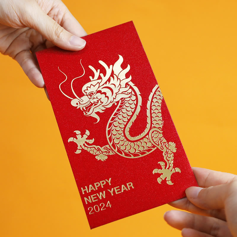 Mythstone 6Pcs Chinese Red Envelope Year of the Dragon Lucky Money Envelopes 2024 Chinese New Year Dragon Year Envelope